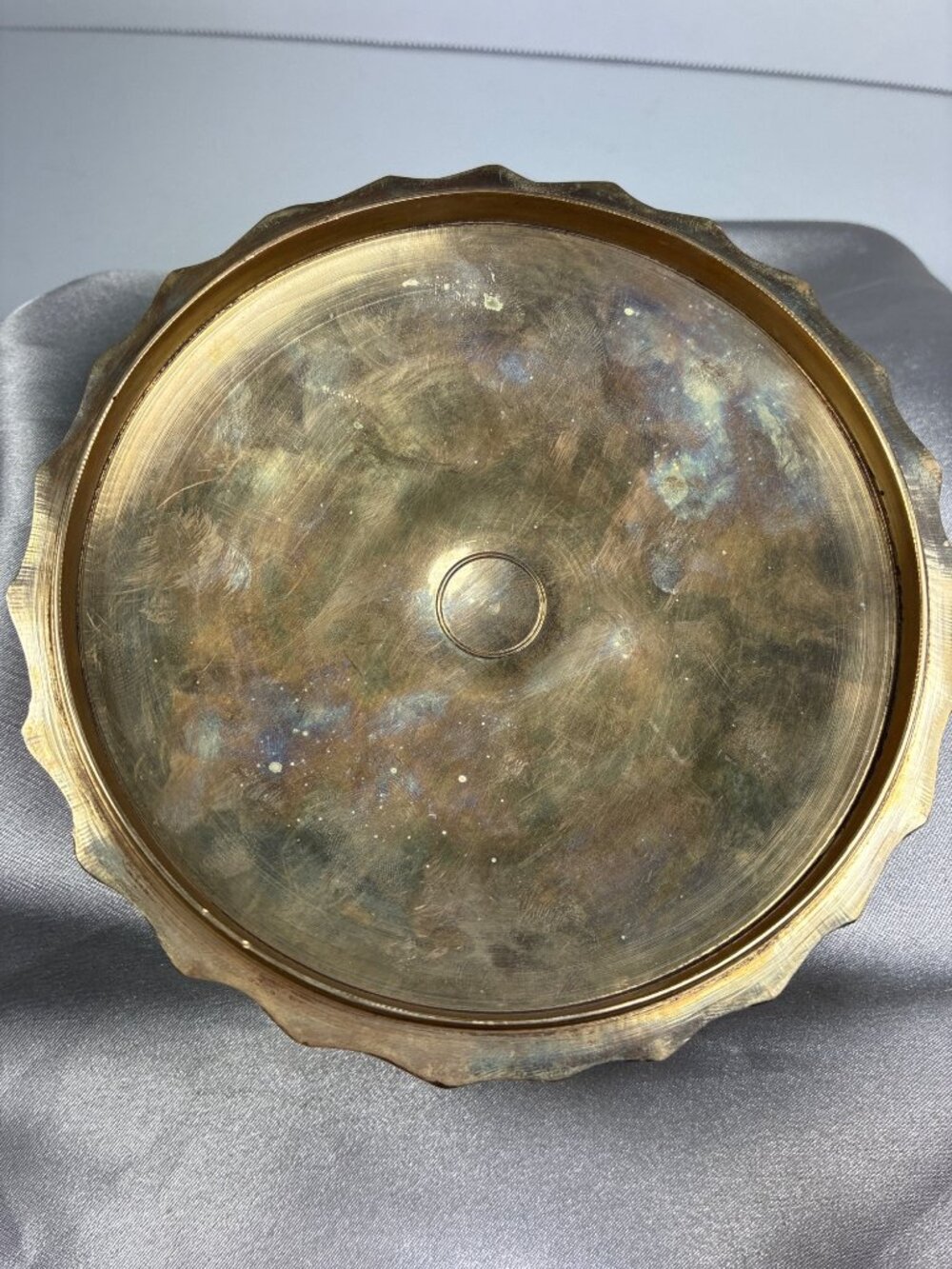 Vintage Solid Brass Covered Dish Asian Motif Trinket Box Decorative Lidded Bowl - Picture 7 of 8
